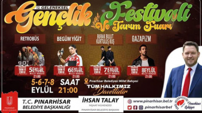 PINARHİSAR 12. GENÇLİK FESTİVALİ VE TARIM FUARI BAŞLIYOR!