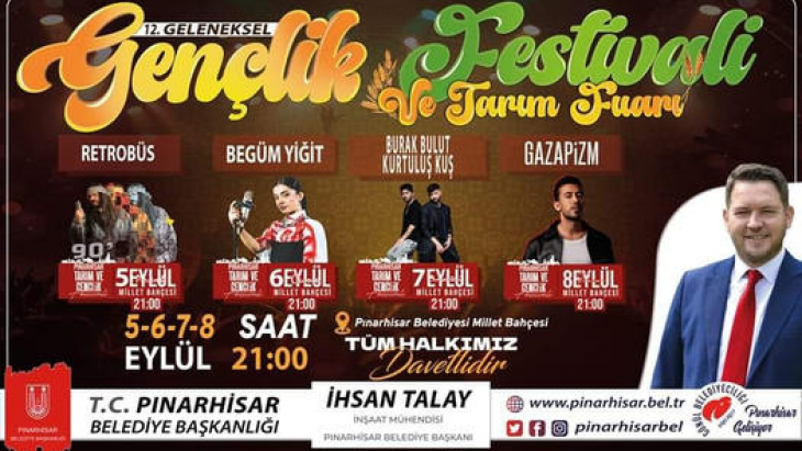 PINARHİSAR 12. GENÇLİK FESTİVALİ VE TARIM FUARI BAŞLIYOR!