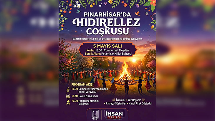 Pınarhisar Belediyesi olarak baharın gelişini, bereketi, kardeşliği ve birlik beraberliğimizi simgeleyen Hıdırellez Şenliği’nde tüm hemşehrilerimizle bir araya geliyoruz.